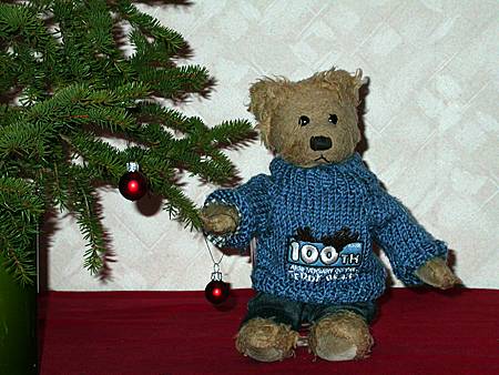 Teddy Bear dressing there x-mass tree